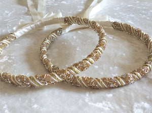 Gold Crystal Greek Stefana Crowns, Orthodox Wedding Crowns, Wedding Stefana