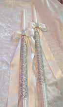 Load image into Gallery viewer, Greek Lambathes Wedding Candles - White Pearl Rhinestone Wedding Candles - Lambades Wedding
