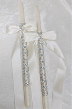 Load image into Gallery viewer, Greek Lambathes Wedding Candles - White Pearl Rhinestone Wedding Candles - Lambades Wedding
