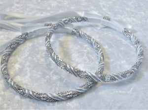 Crystal Greek Stefana Crowns, Orthodox Wedding Crowns, Wedding Stefana in White or Ivory