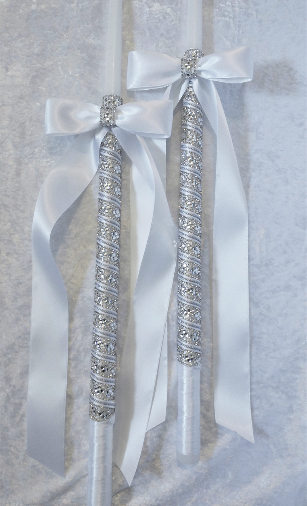 Greek Lambathes Wedding Candles - White Pearl Rhinestone Wedding Candles - Lambades Wedding