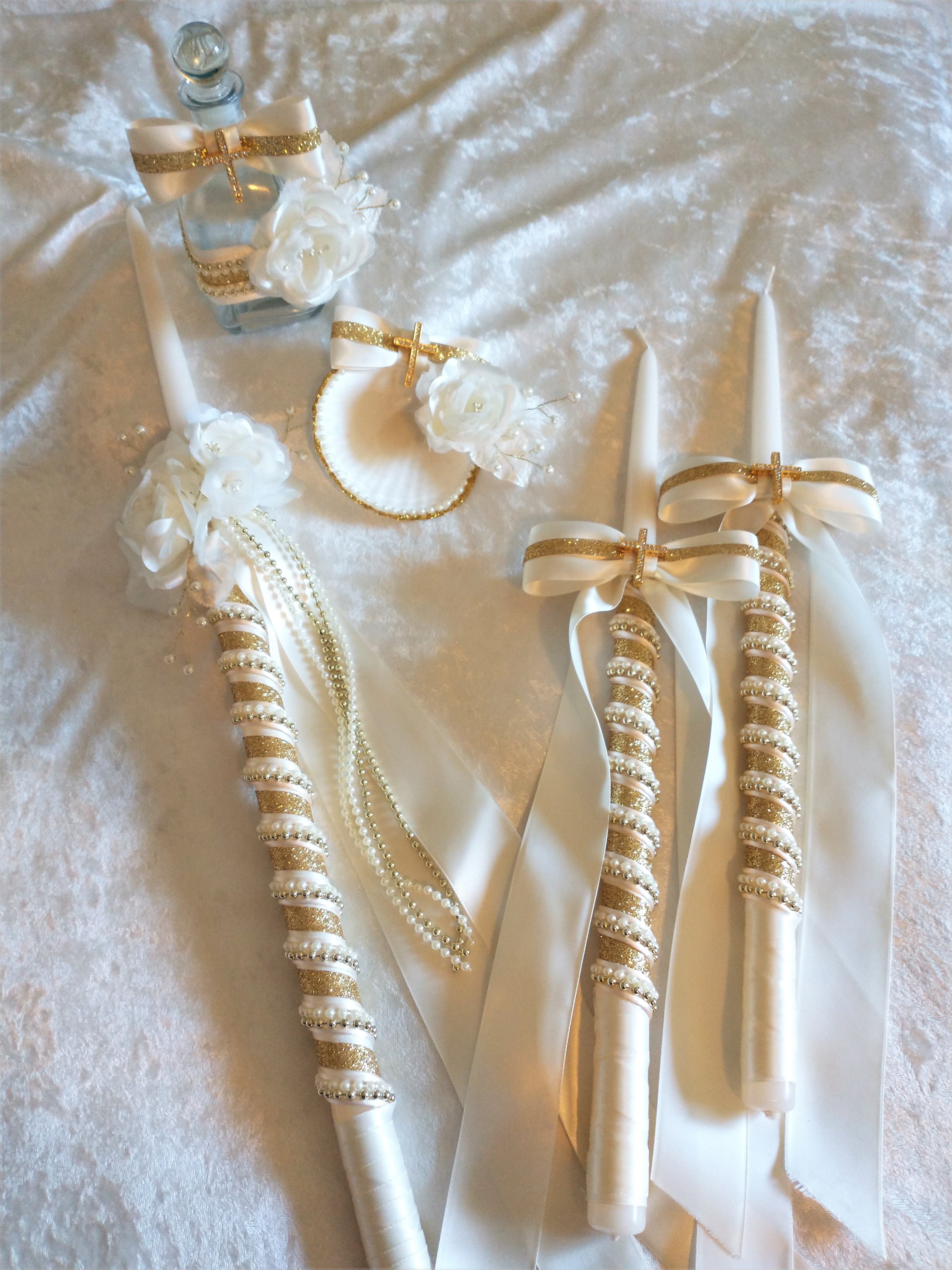 Orthodox Girls Baptism Candles with Dusty Rose Flowers and Sage - Greek  Lambathes - Lambades Vaptisis - Λαμπάδες Βάπτισης