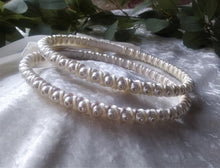 Load image into Gallery viewer, Greek Stefana Crowns, Orthodox Wedding Crowns, Rhinestone Pearl Wedding Stefana
