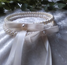 Load image into Gallery viewer, Greek Stefana Crowns, Orthodox Wedding Crowns, Rhinestone Pearl Wedding Stefana
