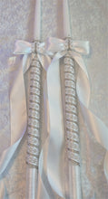 Load image into Gallery viewer, Greek Lambathes Wedding Candles - White Pearl Rhinestone Wedding Candles - Lambades Wedding
