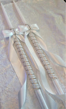 Load image into Gallery viewer, Greek Lambathes Wedding Candles - White Pearl Rhinestone Wedding Candles - Lambades Wedding
