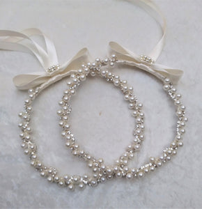 Pearl Stefana Crowns, Greek Orthodox Wedding Crowns, Wedding Stefana in White or Ivory