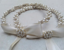 Load image into Gallery viewer, Pearl Stefana Crowns, Greek Orthodox Wedding Crowns, Wedding Stefana in White or Ivory
