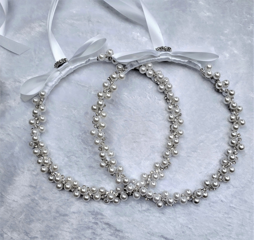 Pearl Stefana Crowns, Greek Orthodox Wedding Crowns, Wedding Stefana in White or Ivory