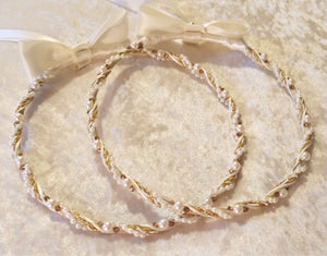Stefana Set, Orthodox Wedding Crowns, White Stefana, Crystal Stefana