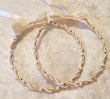 Load image into Gallery viewer, Stefana Set, Orthodox Wedding Crowns, White Stefana, Crystal Stefana
