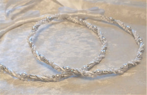 Stefana Set, Orthodox Wedding Crowns, White Stefana, Crystal Stefana