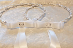 Stefana Set, Orthodox Wedding Crowns, White Stefana, Crystal Stefana