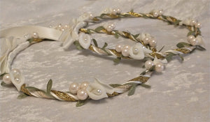 Stefana Crowns, Ivory Calla Lily Stefana, Orthodox Stefana, Greek Wedding Crowns