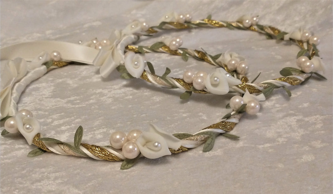 Stefana Crowns, Ivory Calla Lily Stefana, Orthodox Stefana, Greek Wedding Crowns