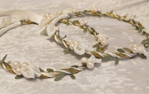 Stefana Crowns, Ivory Calla Lily Stefana, Orthodox Stefana, Greek Wedding Crowns