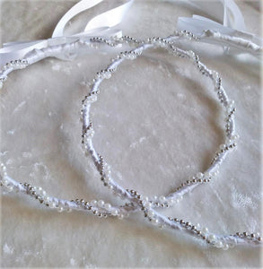 Greek Stefana Crowns, Orthodox Wedding Crowns, Simple Pearl Wedding Stefana
