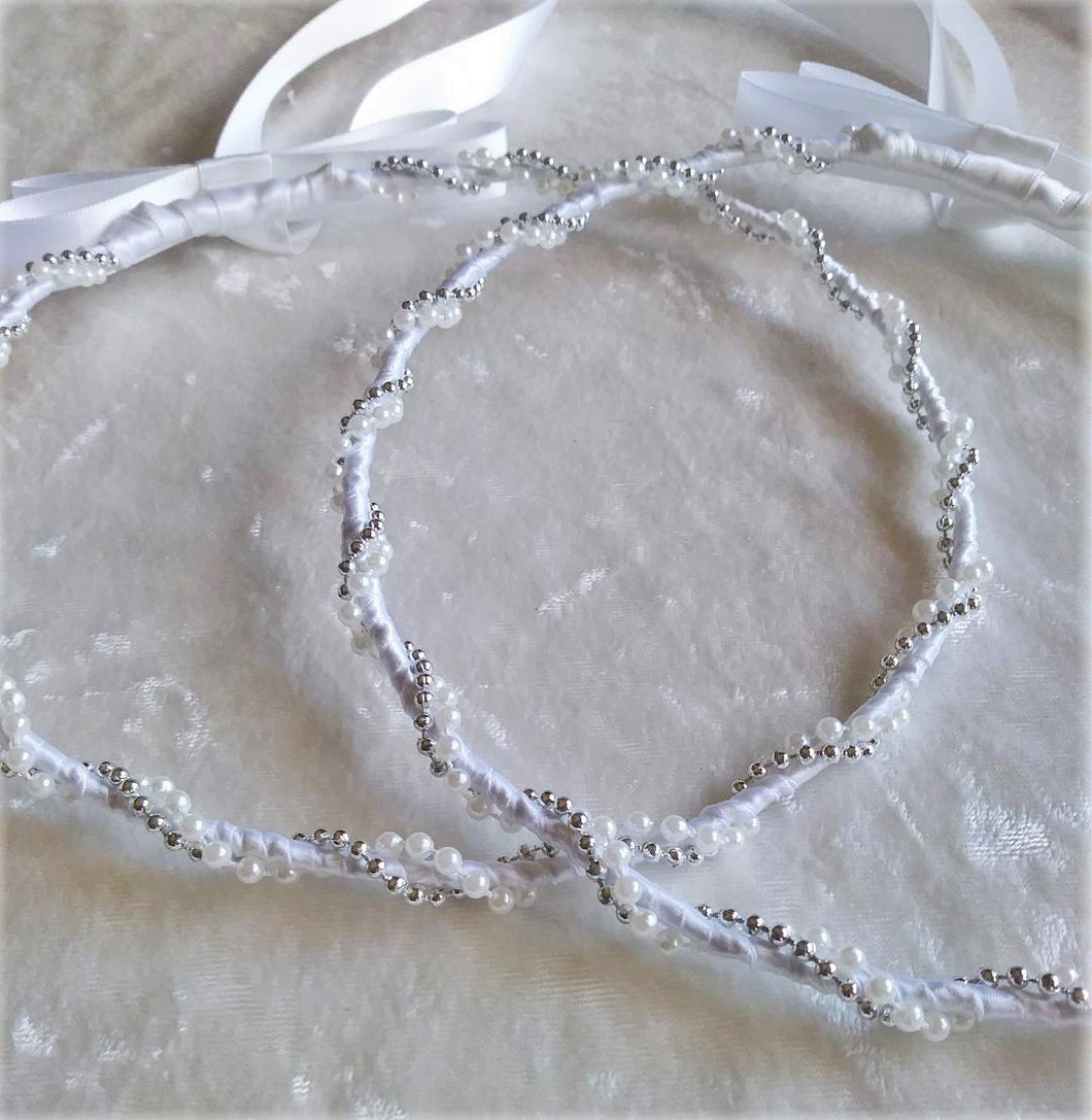 Greek Stefana Crowns, Orthodox Wedding Crowns, Simple Pearl Wedding Stefana