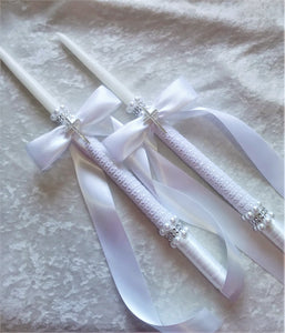 Greek Orthodox Baptism Lambades - Baptismal Set- Pink Baptism Candles - Pink Baptism Candles